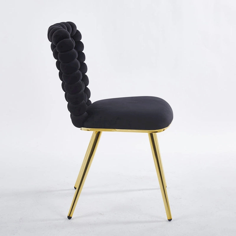 Accent Chairs with Gold and Black Powder-Coated Frame, Set of 2