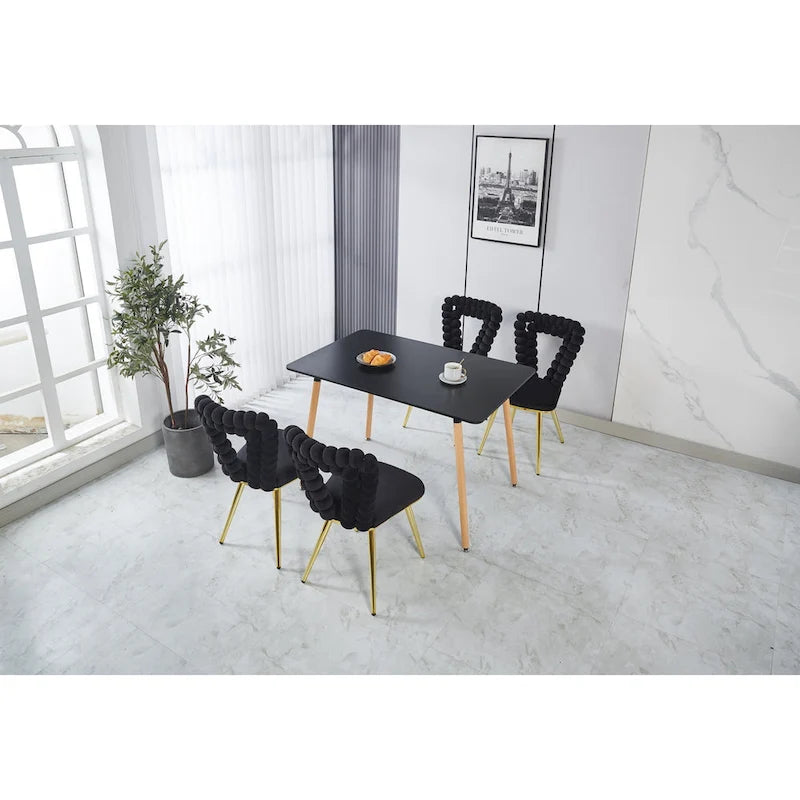 Accent Chairs with Gold and Black Powder-Coated Frame, Set of 2