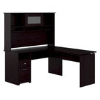 60" L-Shaped Sit-to-Stand Desk with Hutch and File Drawer