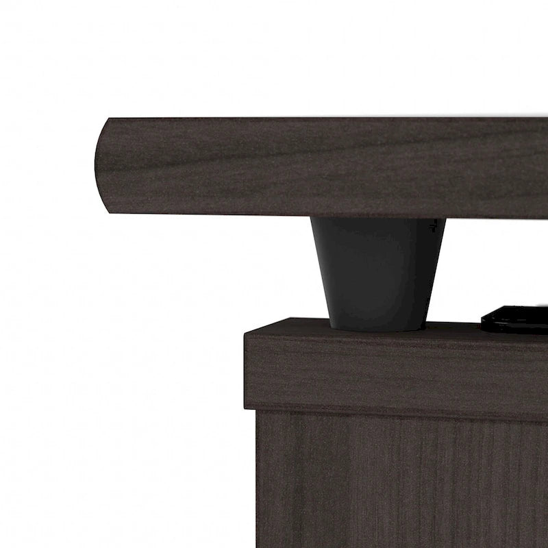 60" L-Shaped Sit-to-Stand Desk with Hutch and File Drawer