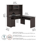 60" L-Shaped Sit-to-Stand Desk with Hutch and File Drawer