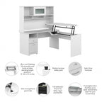60" L-Shaped Sit-to-Stand Desk with Hutch and File Drawer