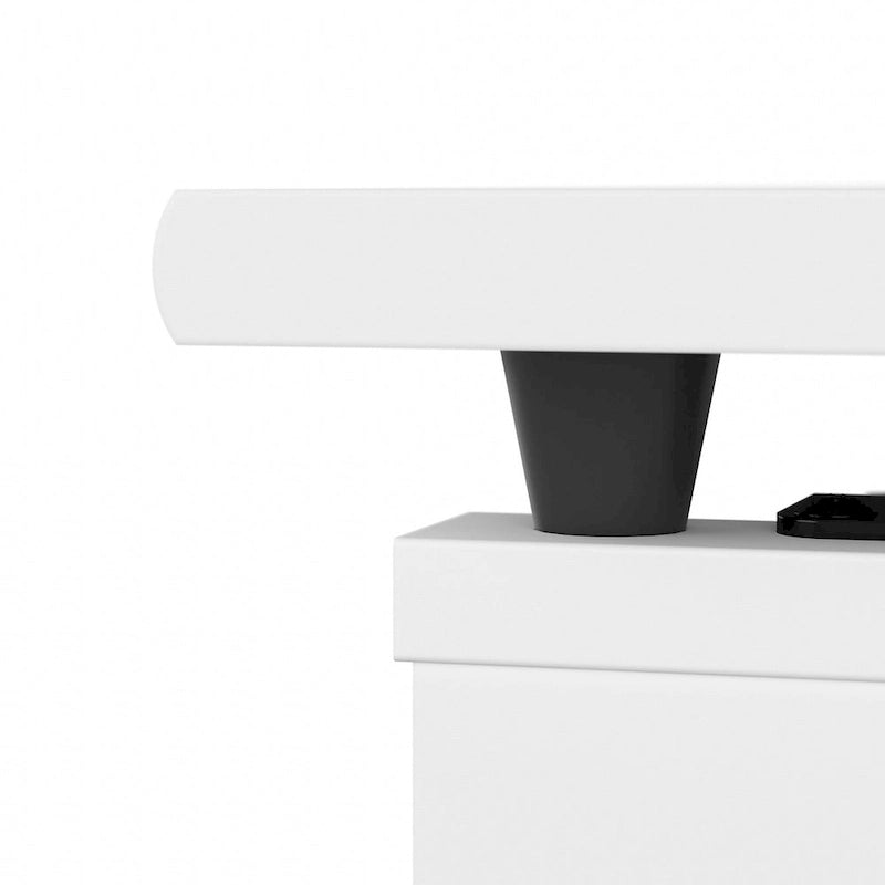 60" L-Shaped Sit-to-Stand Desk with Hutch and File Drawer