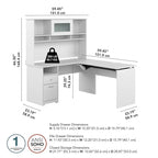 60" L-Shaped Sit-to-Stand Desk with Hutch and File Drawer