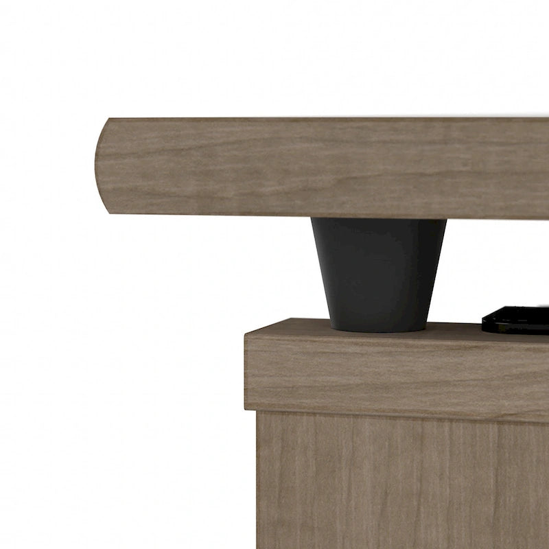 60" L-Shaped Sit-to-Stand Desk with Hutch and File Drawer