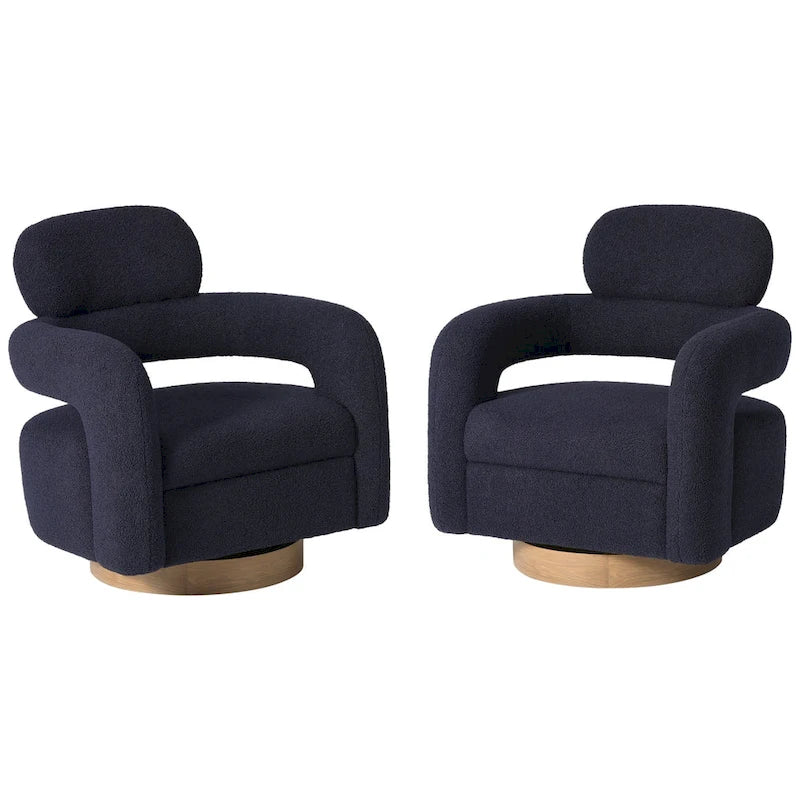 Sherpa Swivel Barrel Chair, Set of 2