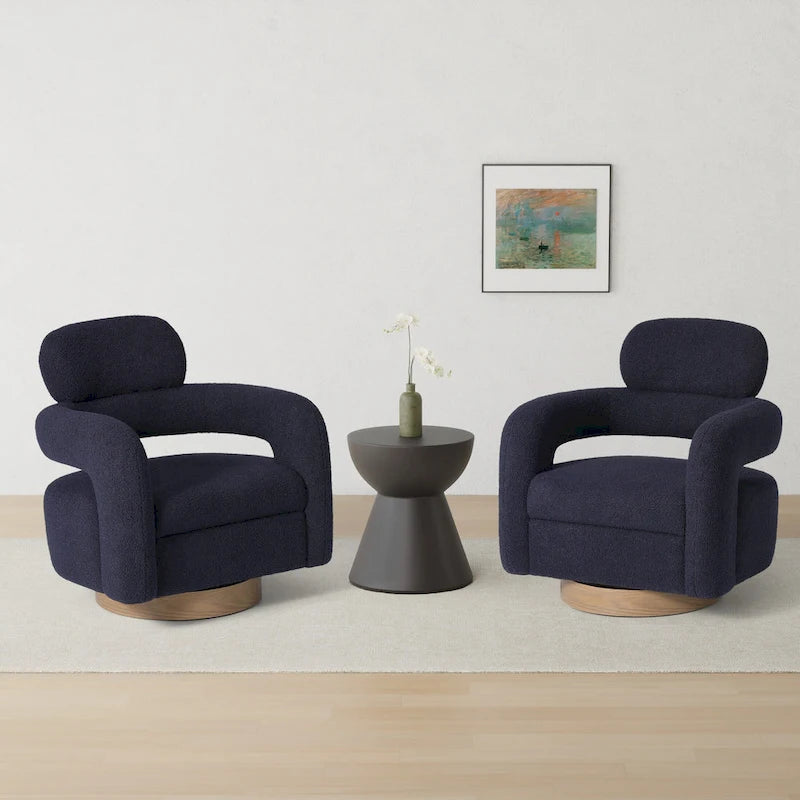 Sherpa Swivel Barrel Chair, Set of 2