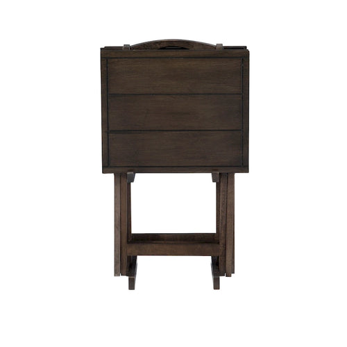 4-Piece Folding Tray Table Set with Stand - 26.5 - Gray