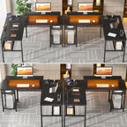 L-Shaped Computer Desk with Power Outlets, RGB LED, and Monitor Stand