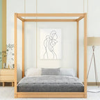 Low Canopy Platform Bed in Pine Wood and MDF – Queen/King