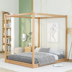 Low Canopy Platform Bed in Pine Wood and MDF – Queen/King