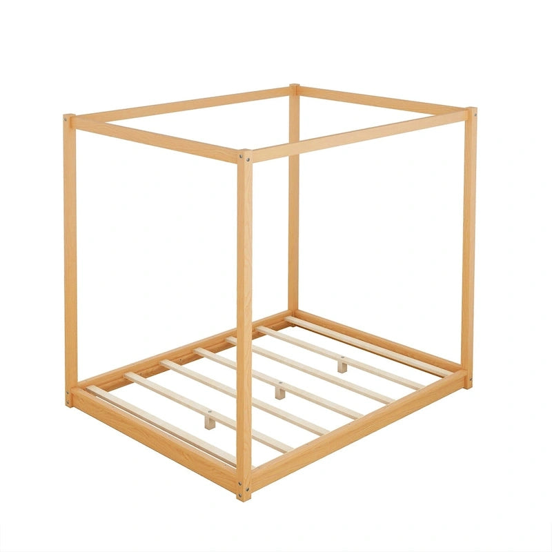 Low Canopy Platform Bed in Pine Wood and MDF – Queen/King