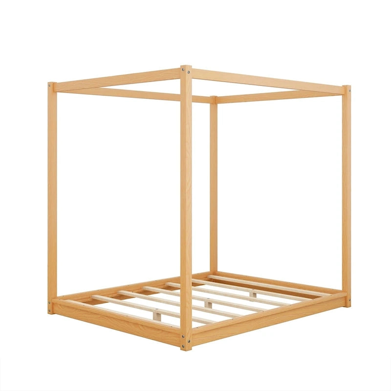Low Canopy Platform Bed in Pine Wood and MDF – Queen/King
