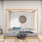 Low Canopy Platform Bed in Pine Wood and MDF – Queen/King