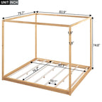 Low Canopy Platform Bed in Pine Wood and MDF – Queen/King