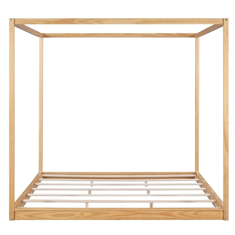 Low Canopy Platform Bed in Pine Wood and MDF – Queen/King