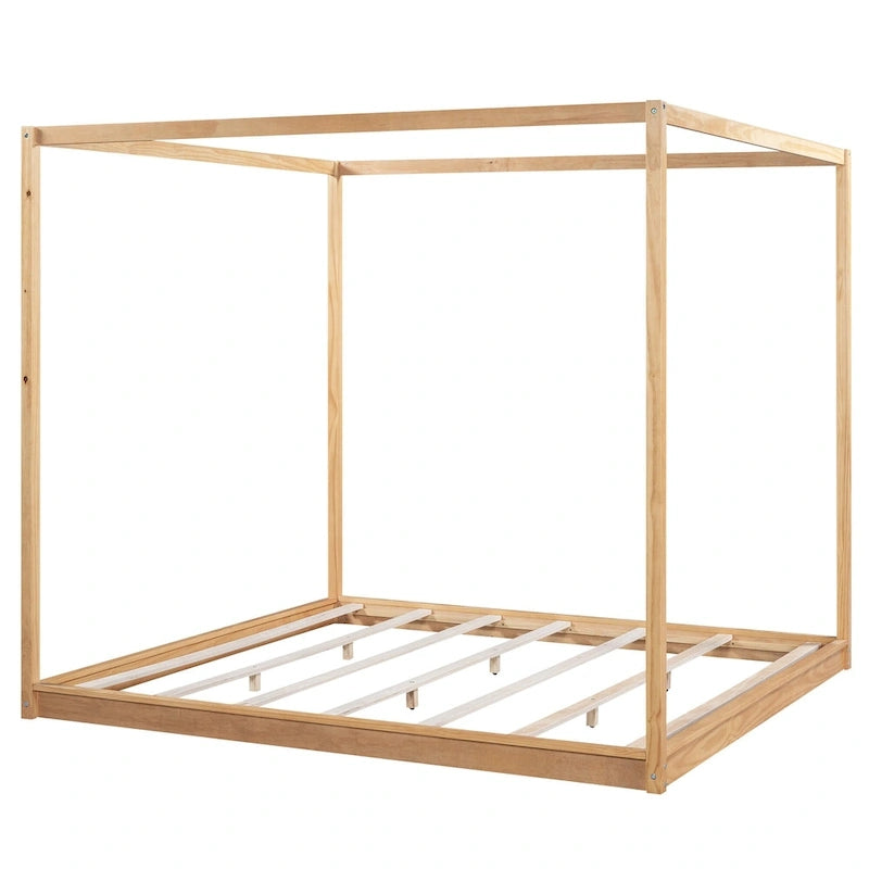 Low Canopy Platform Bed in Pine Wood and MDF – Queen/King