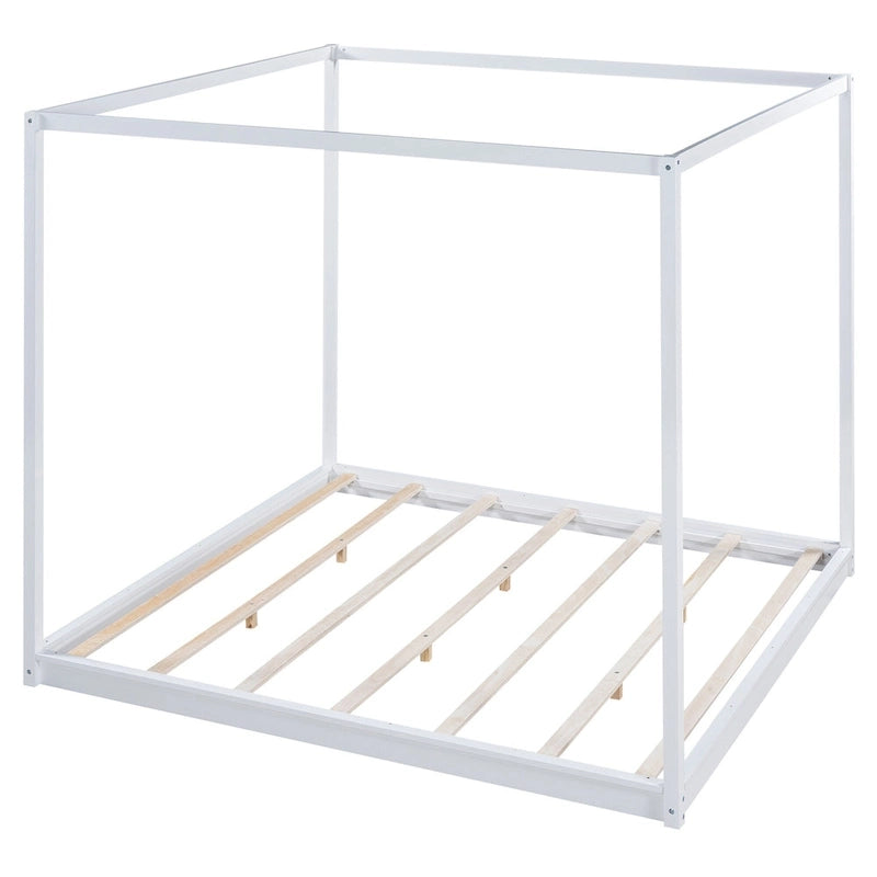Low Canopy Platform Bed in Pine Wood and MDF – Queen/King