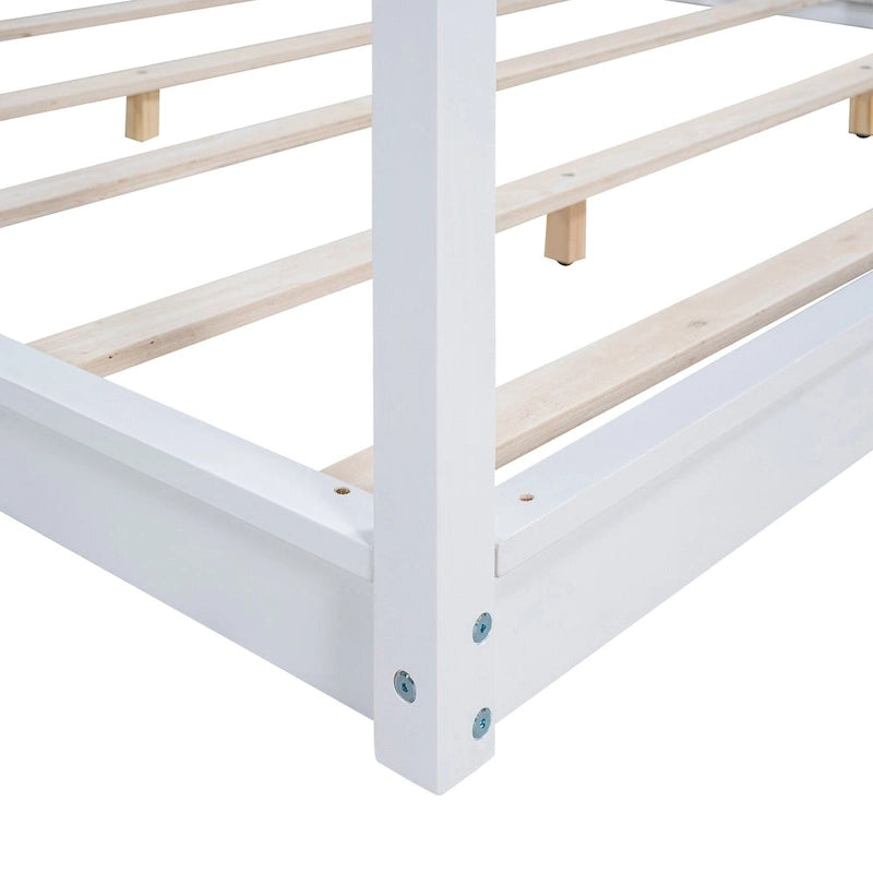 Low Canopy Platform Bed in Pine Wood and MDF – Queen/King