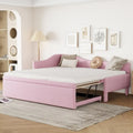 Twin Size L-Shaped Upholstered Daybed with Pop-Up Trundle – Pink