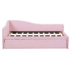 Twin Size L-Shaped Upholstered Daybed with Pop-Up Trundle – Pink