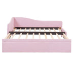 Twin Size L-Shaped Upholstered Daybed with Pop-Up Trundle – Pink