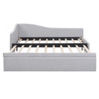 Twin Size L-Shaped Upholstered Daybed with Pop-Up Trundle – Pink