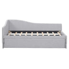 Twin Size L-Shaped Upholstered Daybed with Pop-Up Trundle – Pink