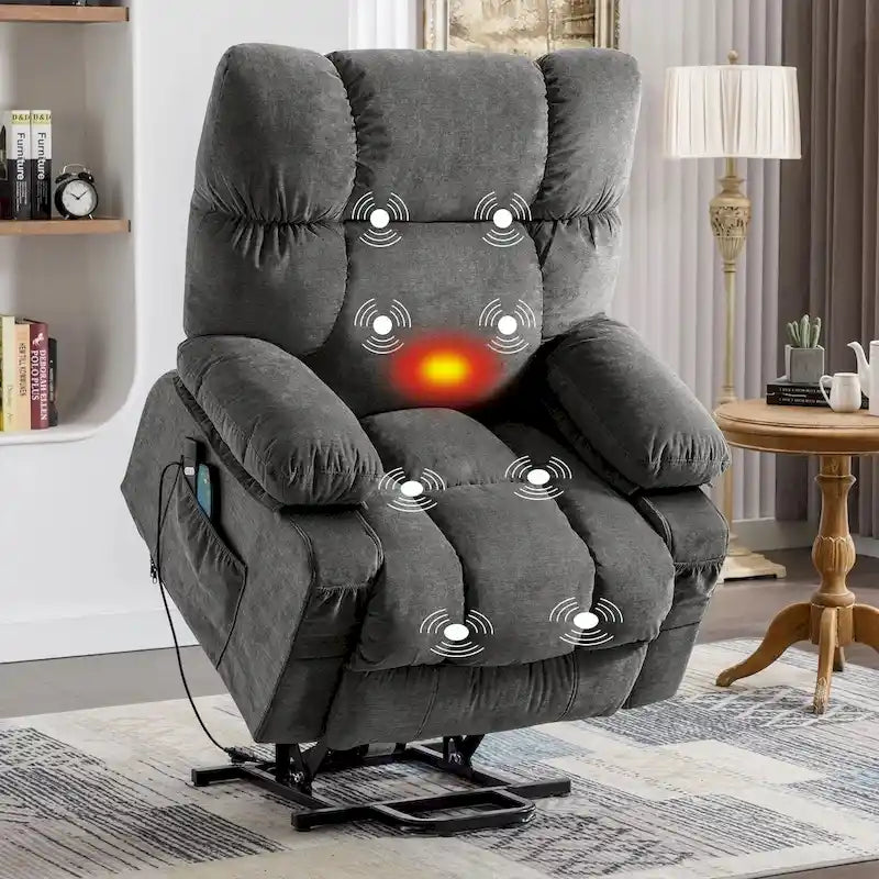 Power Lift Recliner with Heat, Massage, USB Charging – Blue