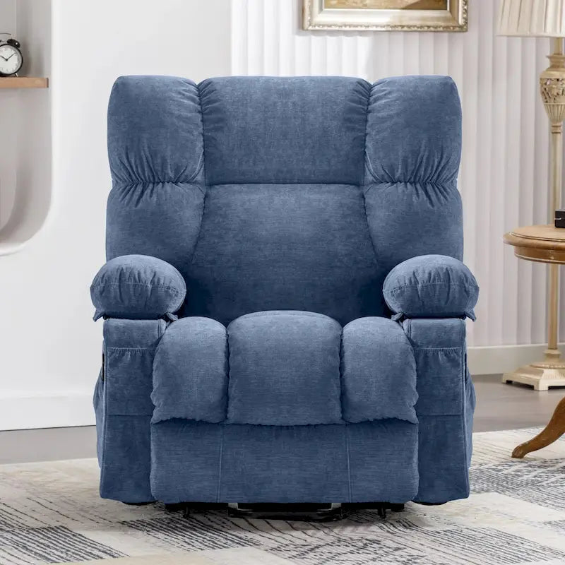 Power Lift Recliner with Heat, Massage, USB Charging – Blue