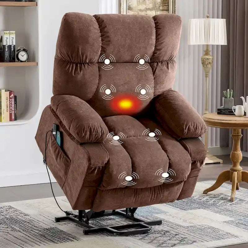 Power Lift Recliner with Heat, Massage, USB Charging – Blue