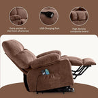 Power Lift Recliner with Heat, Massage, USB Charging – Blue