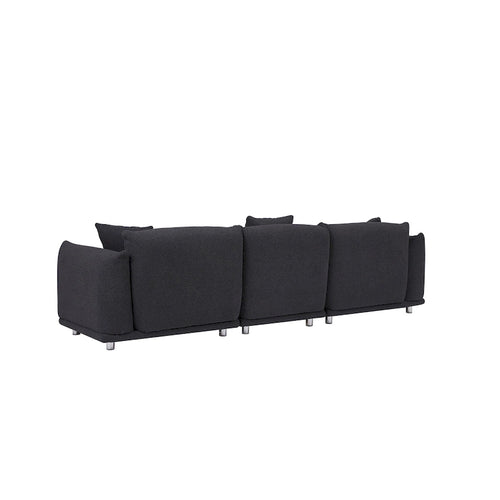 111" Oversized 3-Seater Sofa with Metal Legs – Black Sherpa