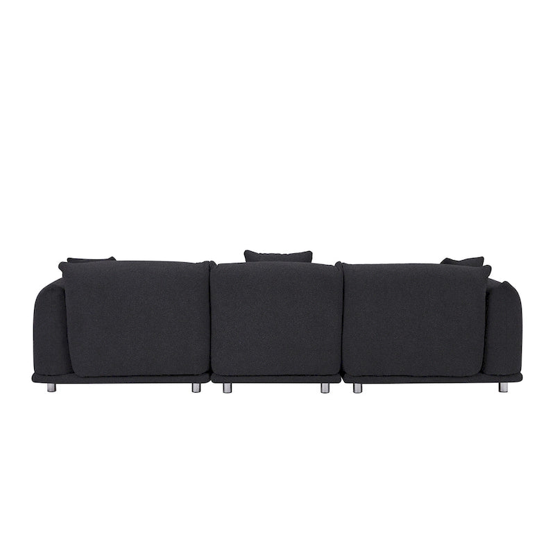 111" Oversized 3-Seater Sofa with Metal Legs – Black Sherpa