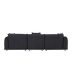 111" Oversized 3-Seater Sofa with Metal Legs – Black Sherpa