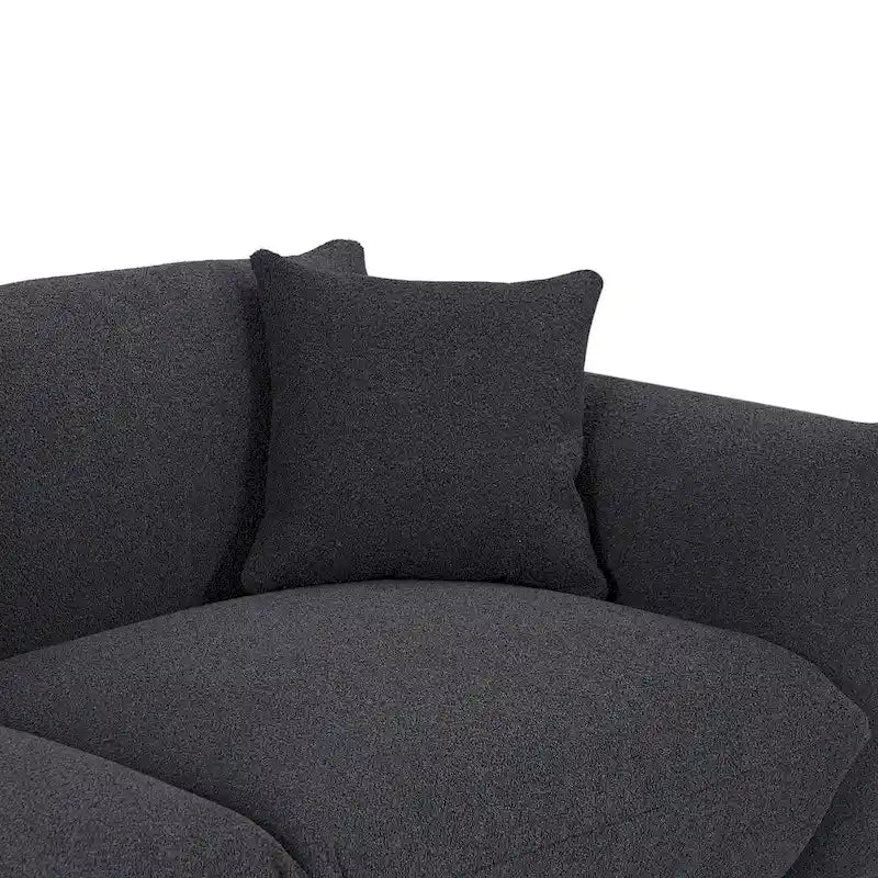 111" Oversized 3-Seater Sofa with Metal Legs – Black Sherpa