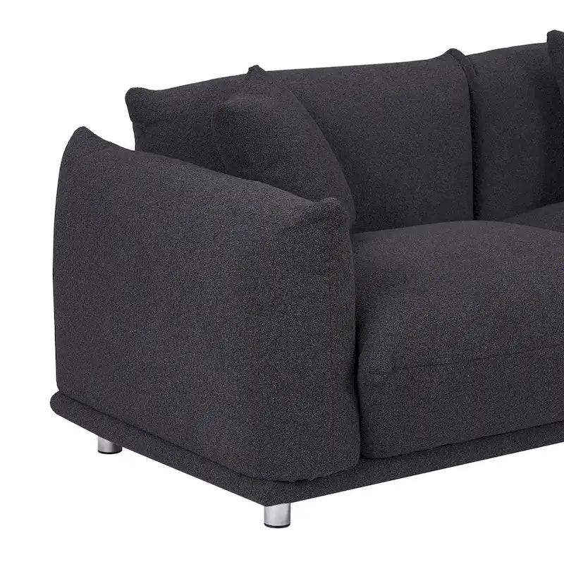 111" Oversized 3-Seater Sofa with Metal Legs – Black Sherpa
