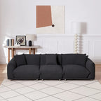 111" Oversized 3-Seater Sofa with Metal Legs – Black Sherpa