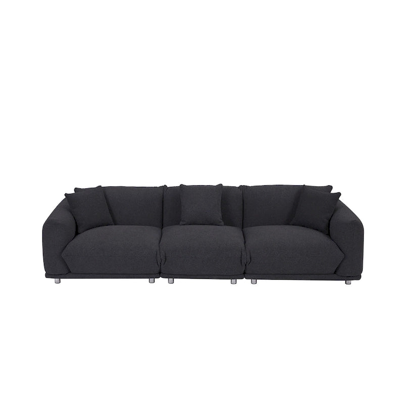 111" Oversized 3-Seater Sofa with Metal Legs – Black Sherpa