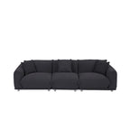 111" Oversized 3-Seater Sofa with Metal Legs – Black Sherpa