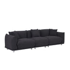 111" Oversized 3-Seater Sofa with Metal Legs – Black Sherpa