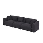 111" Oversized 3-Seater Sofa with Metal Legs – Black Sherpa