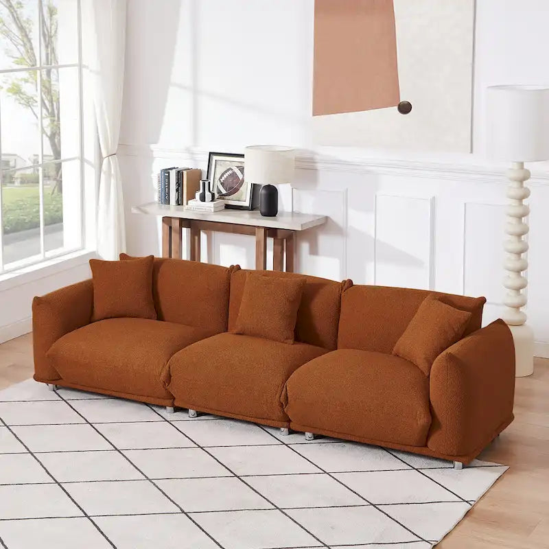 111" Oversized 3-Seater Sofa with Metal Legs – Black Sherpa