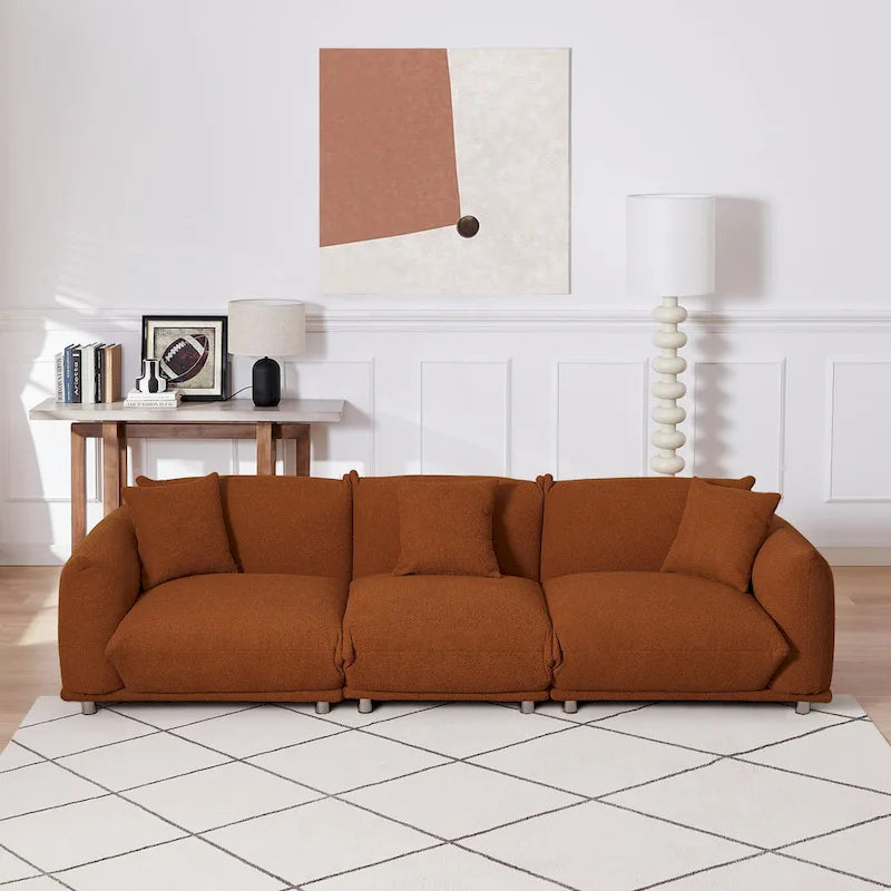 111" Oversized 3-Seater Sofa with Metal Legs – Black Sherpa