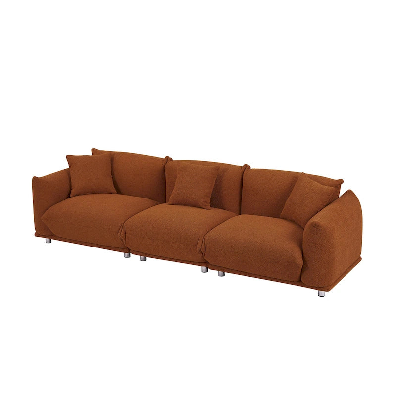 111" Oversized 3-Seater Sofa with Metal Legs – Black Sherpa