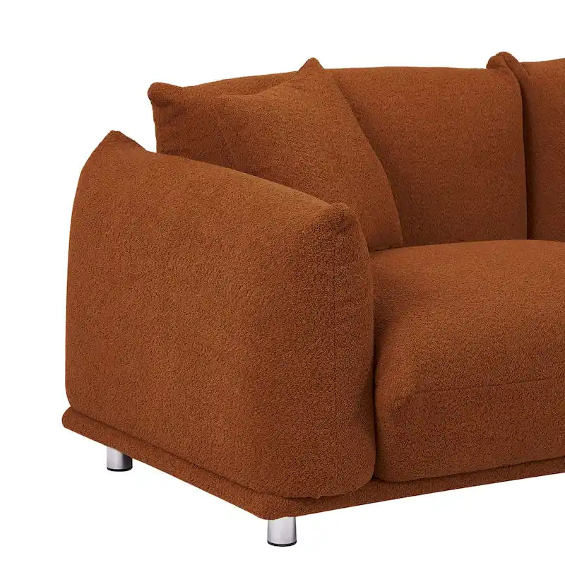 111" Oversized 3-Seater Sofa with Metal Legs – Black Sherpa