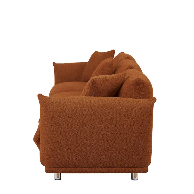 111" Oversized 3-Seater Sofa with Metal Legs – Black Sherpa