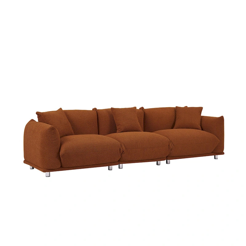 111" Oversized 3-Seater Sofa with Metal Legs – Black Sherpa