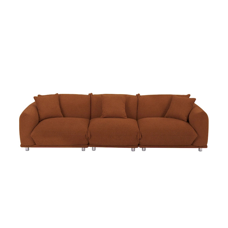 111" Oversized 3-Seater Sofa with Metal Legs – Black Sherpa