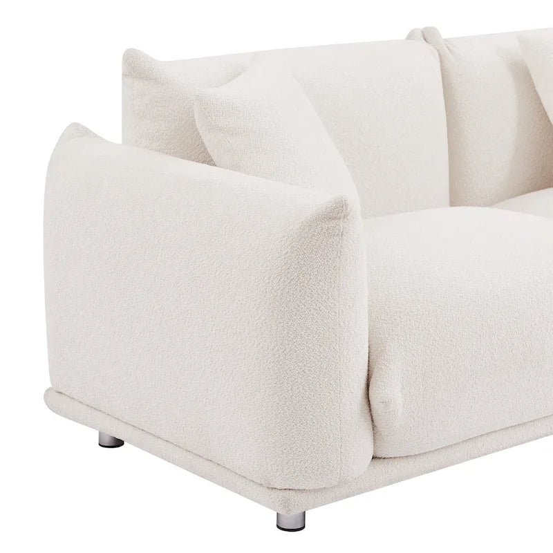 111" Oversized 3-Seater Sofa with Metal Legs – Black Sherpa